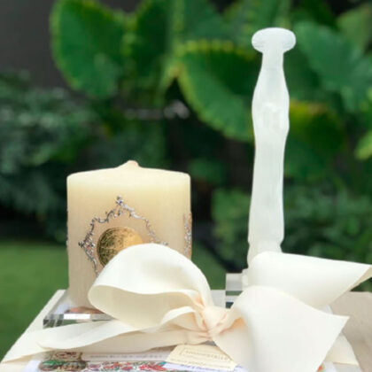 Cirio San Benito con virgen ónix y misa en base