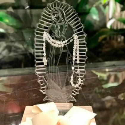 Virgen Guadalupe con Rosario Ónix en base