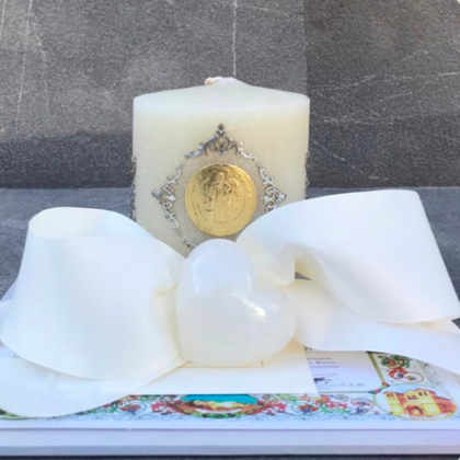 Cirio San Benito con corazón ónix y misa en base
