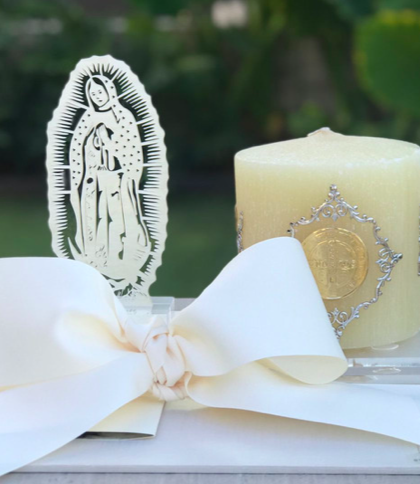 Virgen con cirio San Benito en tabla