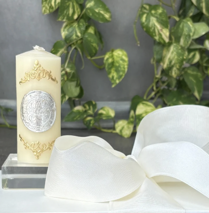 Cirio San Benito MINI con base acrílico en tabla