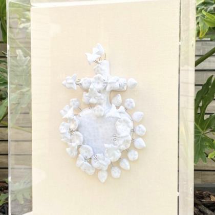 Corazón Barro Vidriado 3D en capelo