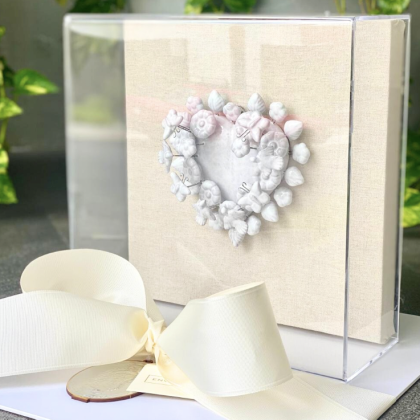 Corazón barro vidriado 3D en capelo