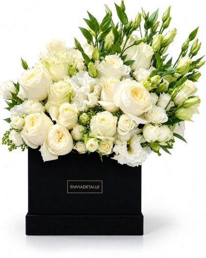 Caja flor con rosa inglesa
