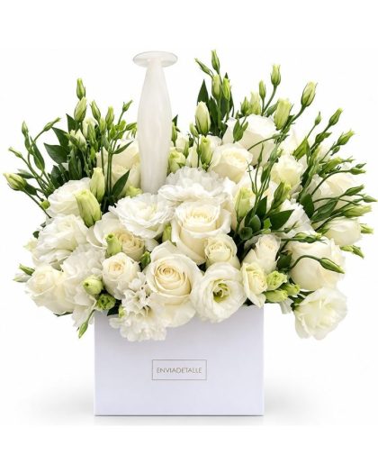 Caja flor con Virgen ónix